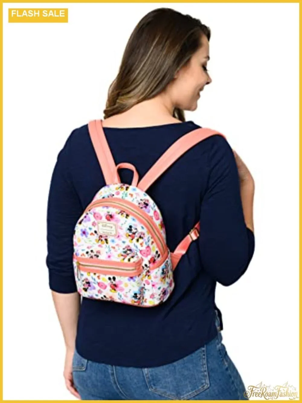 Loungefly Disney Floral Mini Backpack Faux Leather with Gold Hardware